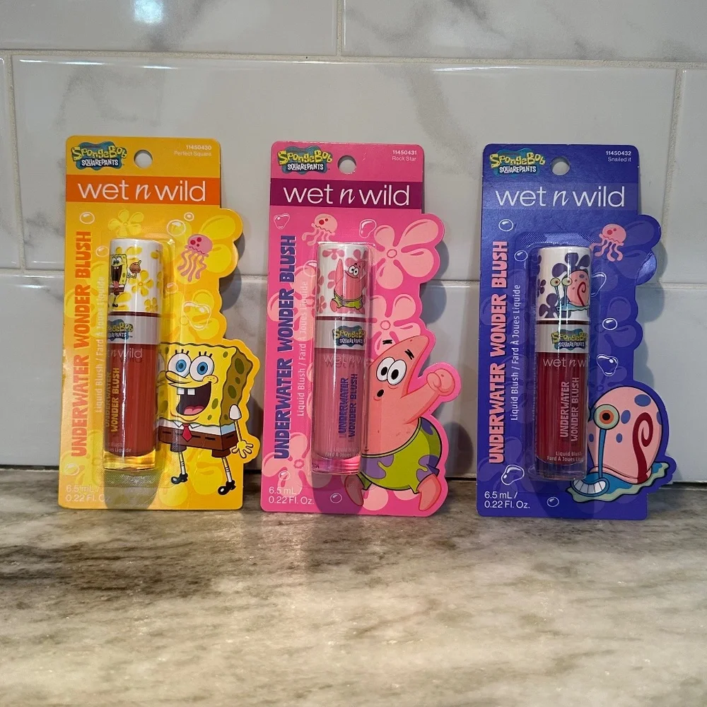 3pc Wet N Wild SpongeBob Underwater Wonder LIQUID BLUSH Coral Pink Berry SEALED